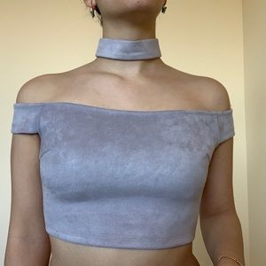 LF lilac choker neck top